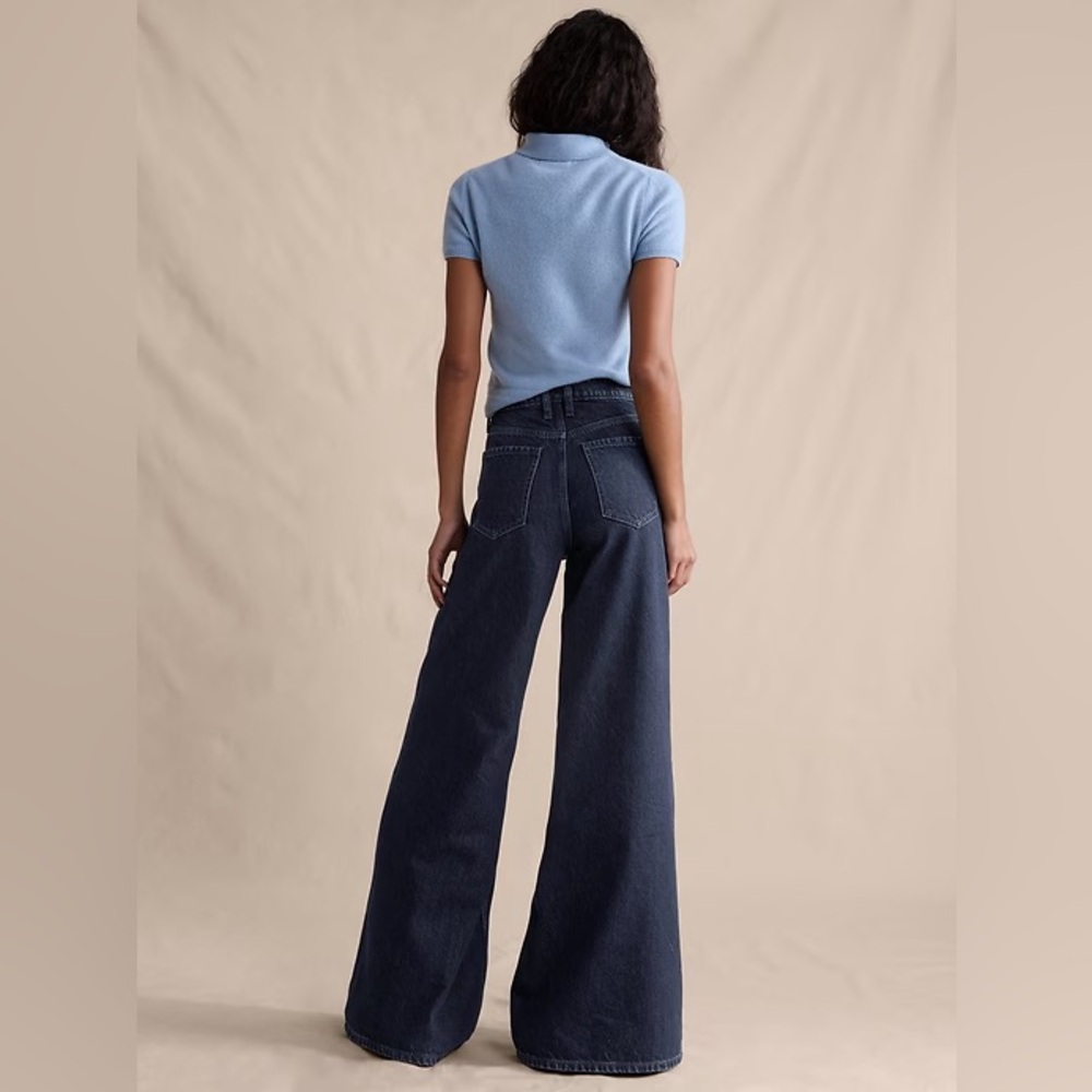 NWT BANANA REPUBLIC HIGH-RISE WIDE-LEG PALAZZO JEAN - Picture 2 of 5